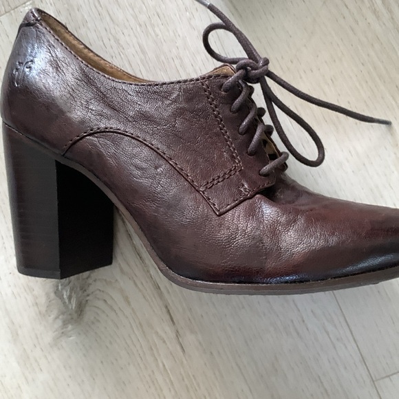 Frye Brown Carson Oxford Heel Size 8.5 M leather lace up - Picture 6 of 11